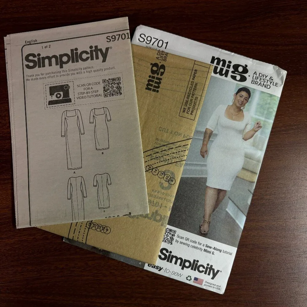 Simplicity Mimi G Easy to Sew Pattern S9701 K5 Misses' Knit Dress in Two Lengths